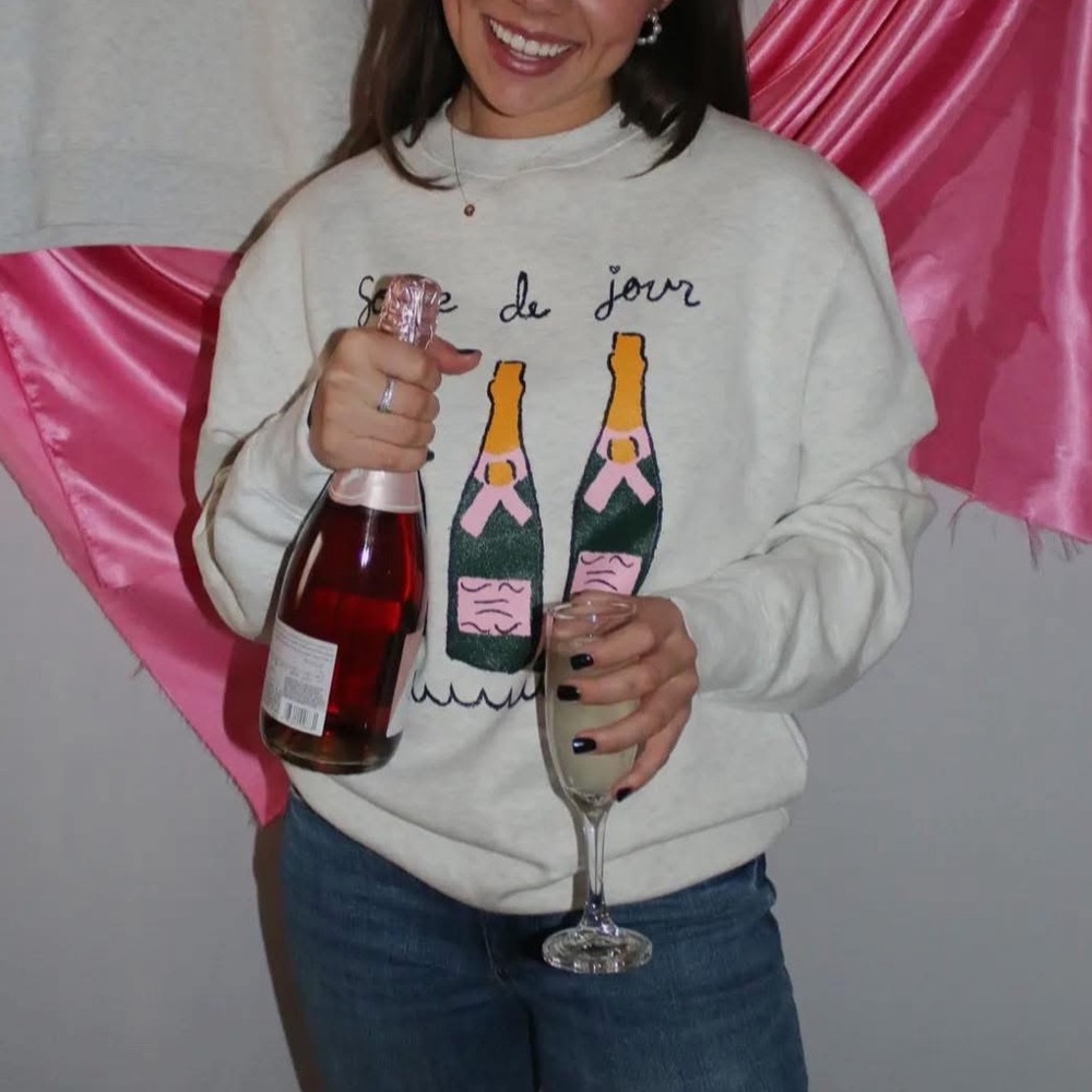 Gray Graphic champagne Sweater fabulous quality